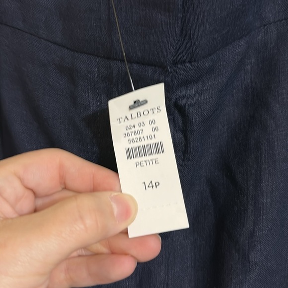 NWT Talbots Bristol Crop Linen Navy Pants 14P - Picture 2 of 6